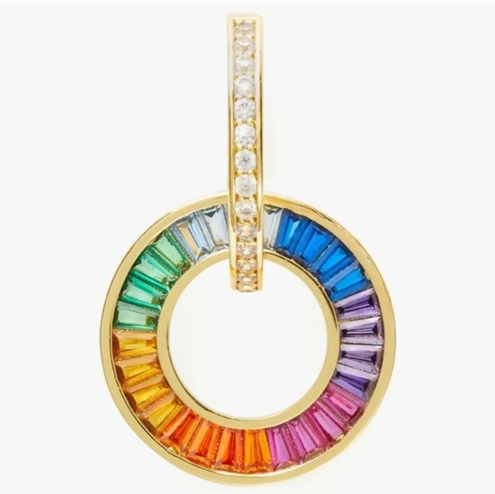 🌈▪️Kate Spade▪️ Multicolor Rainbow Drop Joy  Gold Hoop Earrings